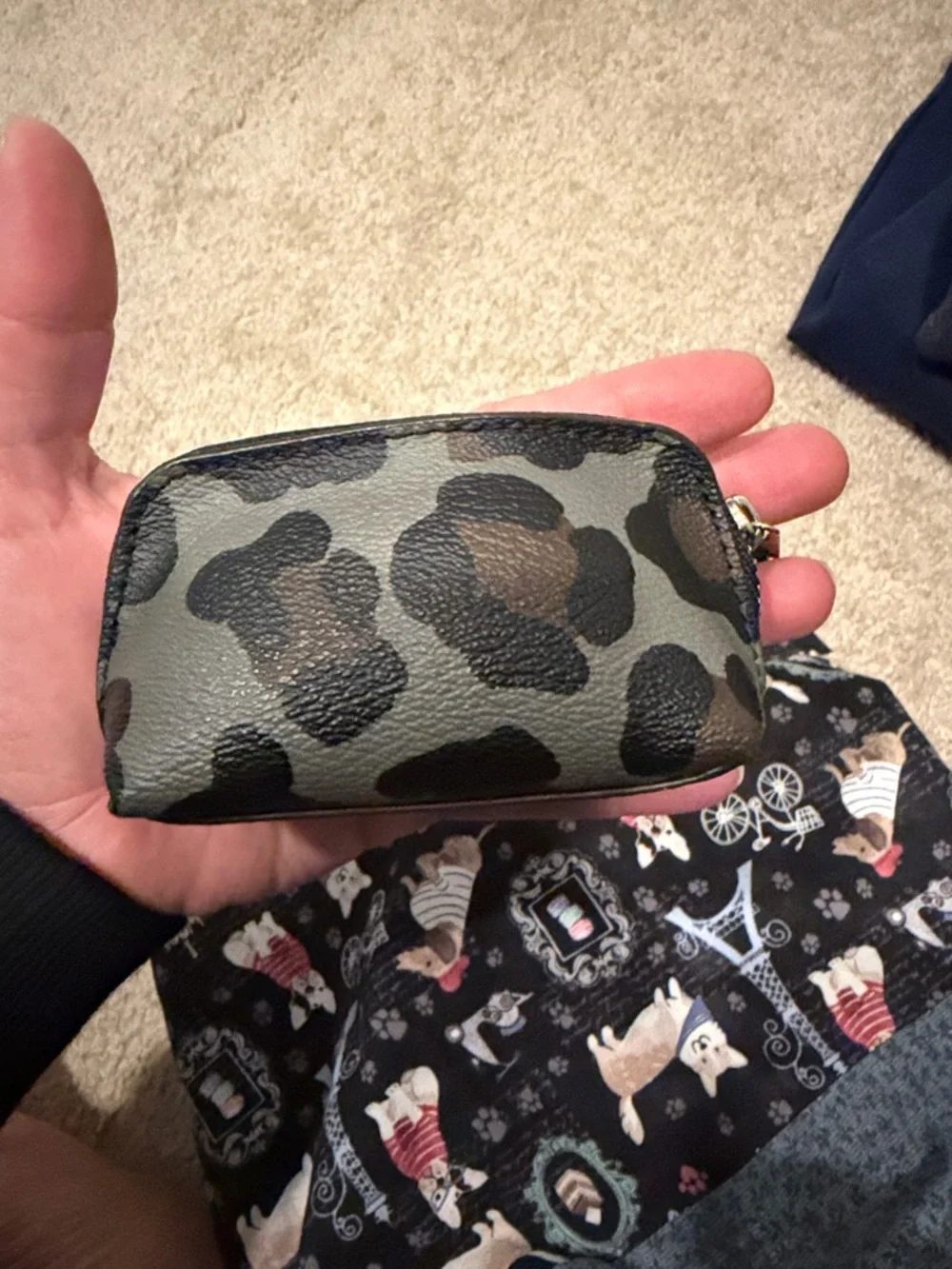 Coach Brown and Black Leopard Print Zip Coin Pouch - Picture 3 of 7